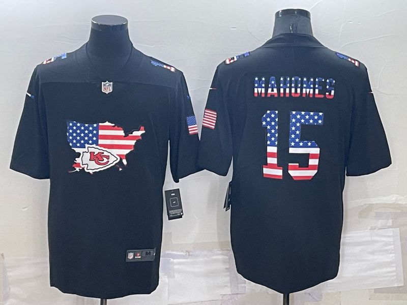 Men Kansas City Chiefs #15 Mahomes Black Map Flag Nike 2022 Limited NFL Jersey